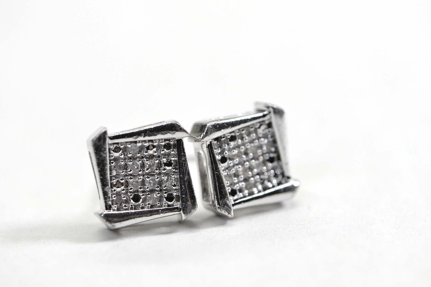 Diamond Square Stud Earrings, Platinum Over Sterling Silver (9.5mm)