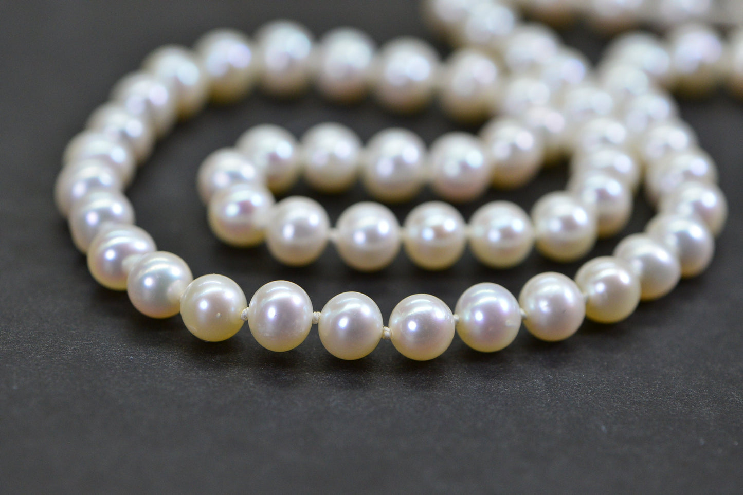 Freshwater Pearl Knotted Necklace: AAA Grade Silk Cord Choker