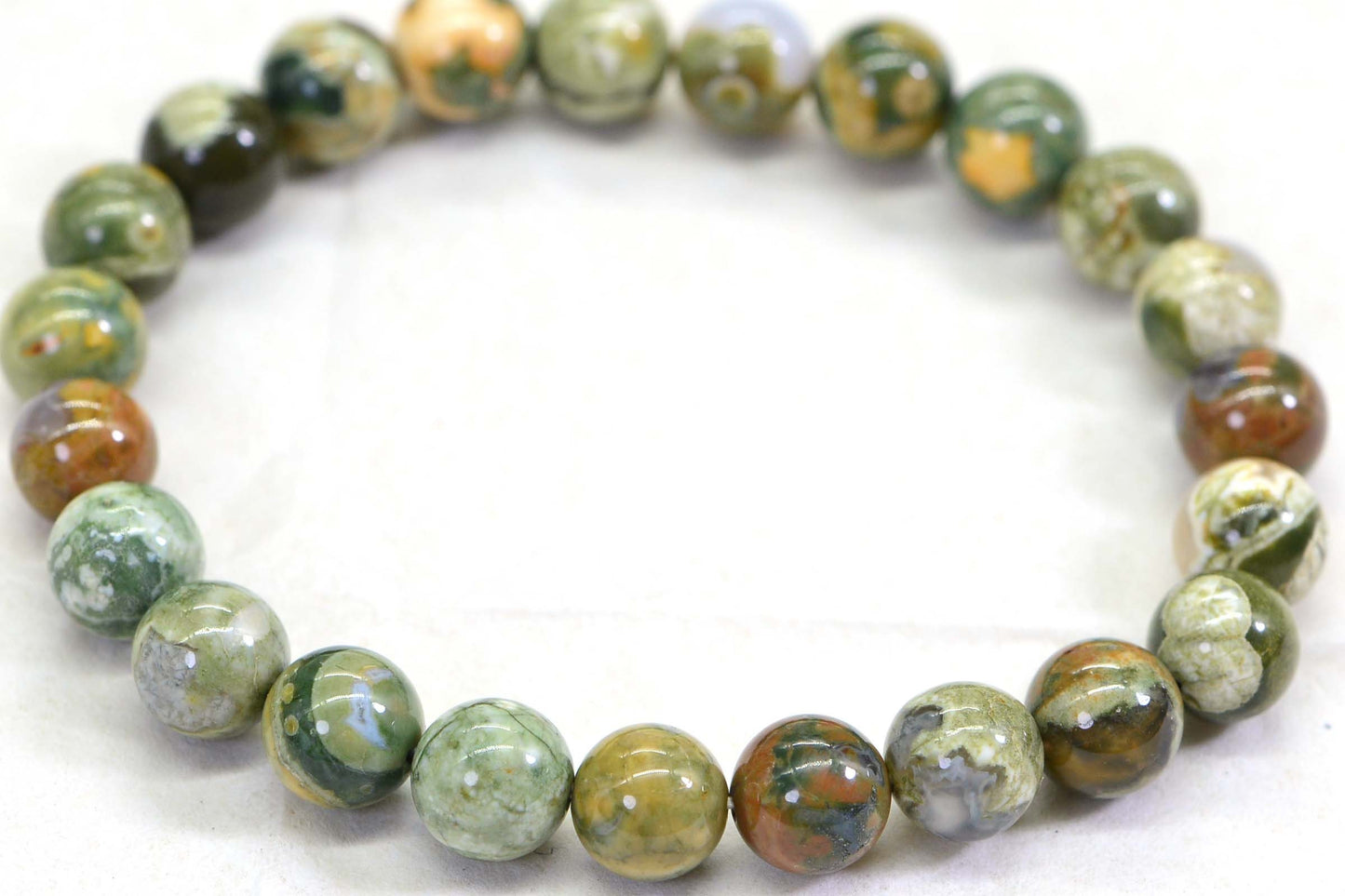 Rainforest Rhyolite Jasper 8mm Bracelet Stretch Adjustable Bracelet For Men