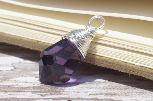 Wire wrapped Briolette. Purple Briolette. Wired Beds. Add Dangle.Jewelry Making Supplies