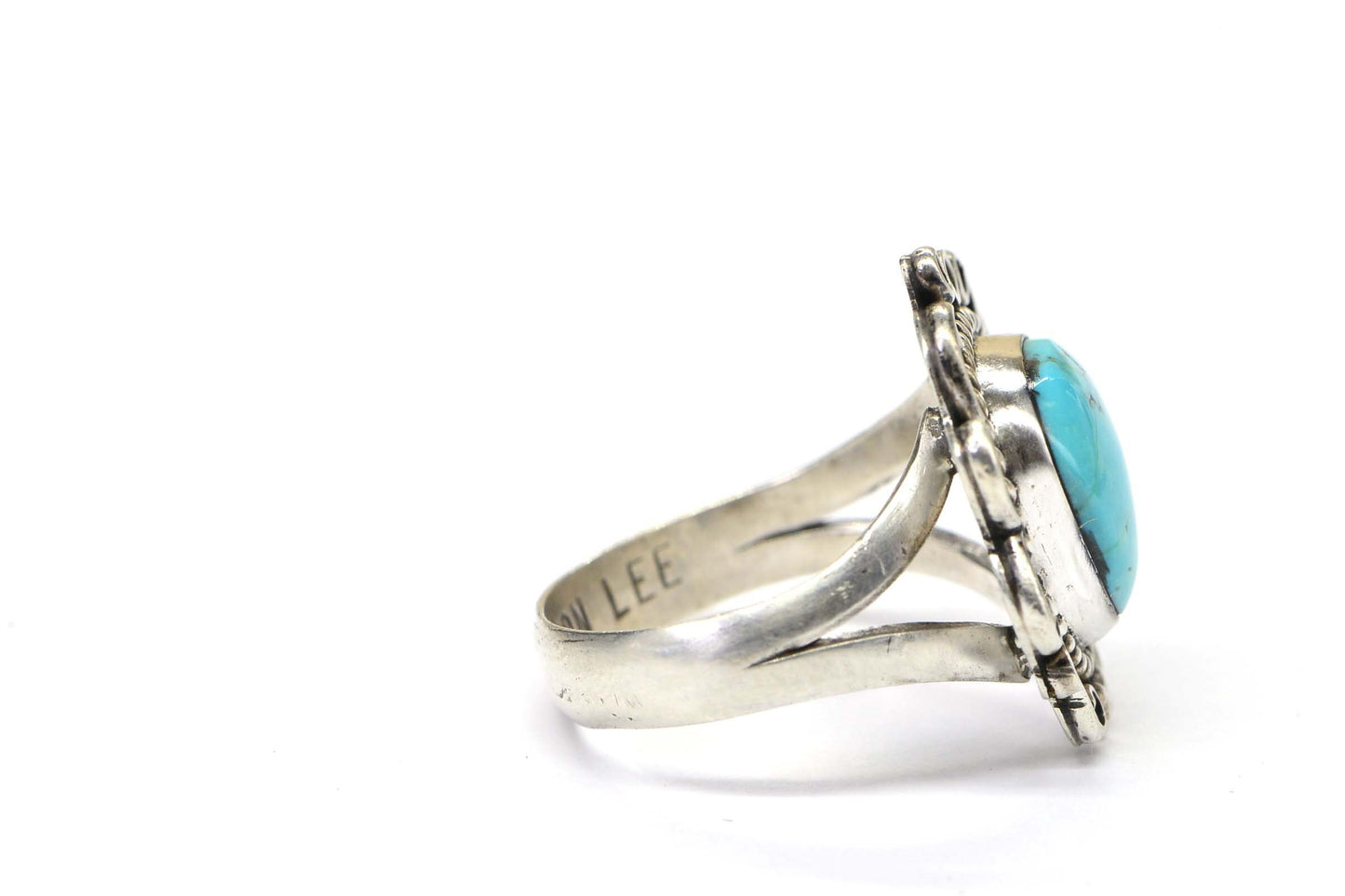 Vintage Native American Turquoise Sleeping Beauty Ring Sterling Silver