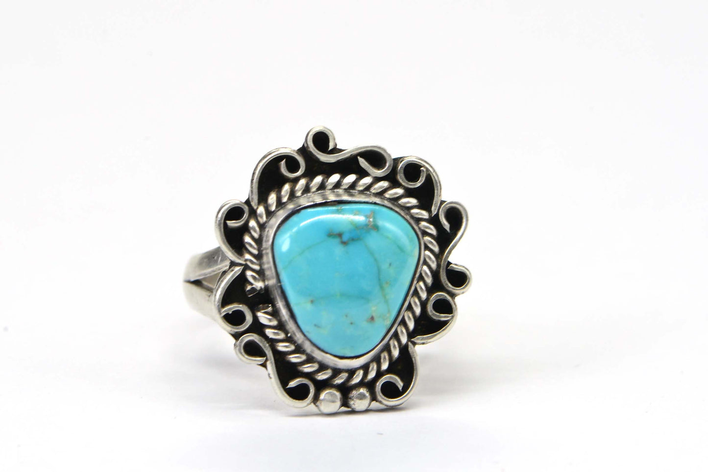 Vintage Native American Turquoise Sleeping Beauty Ring Sterling Silver