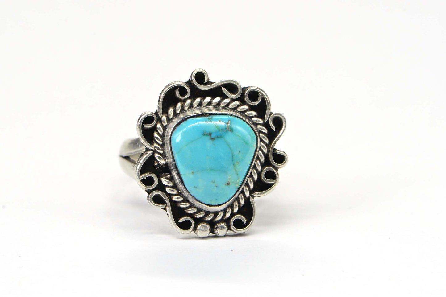 Vintage Native American Turquoise Sleeping Beauty Ring Sterling Silver