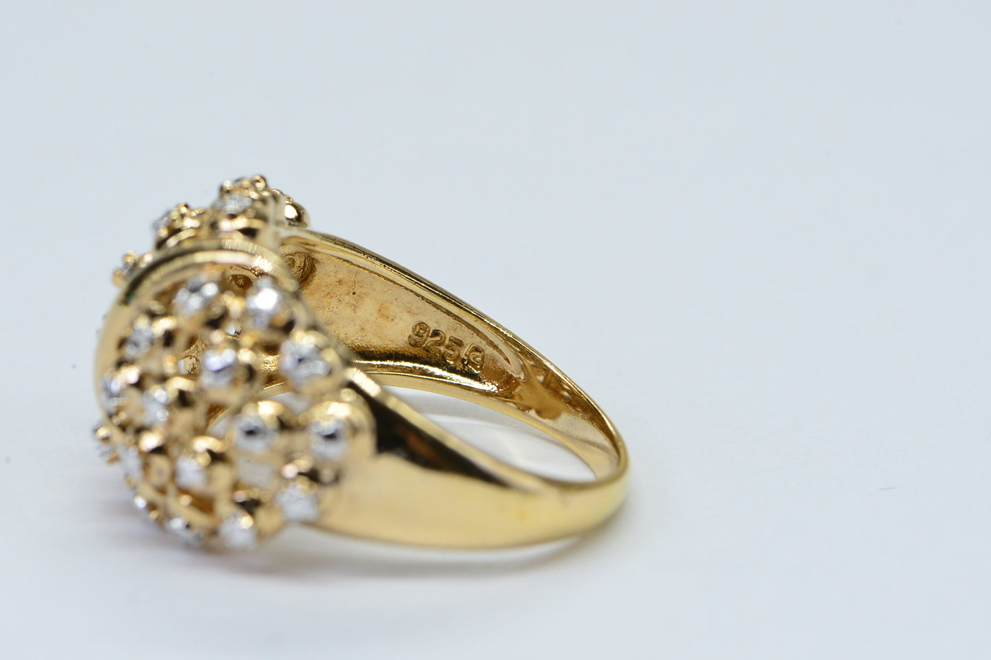 Vintage Dome Ring Diamond 14K Yellow gold Over Sterling Silver