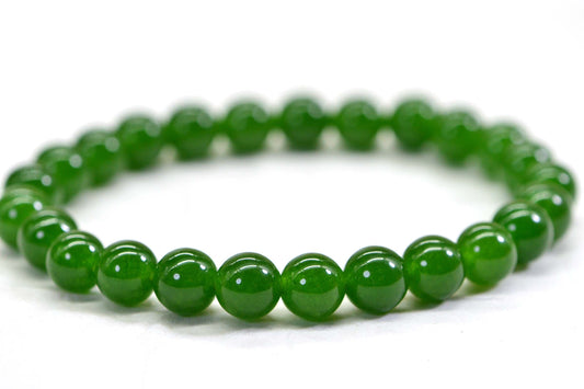 Green Jade Beaded Bracelet 8 mm Gemstone Bracelet