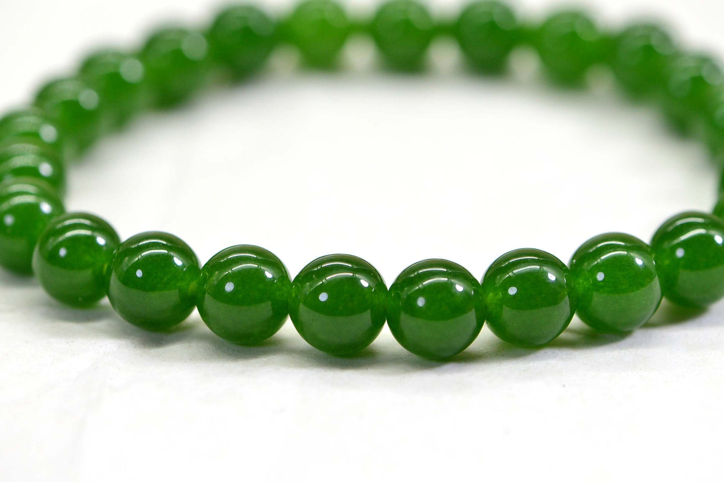 Green Jade Beaded Bracelet 8 mm Gemstone Bracelet