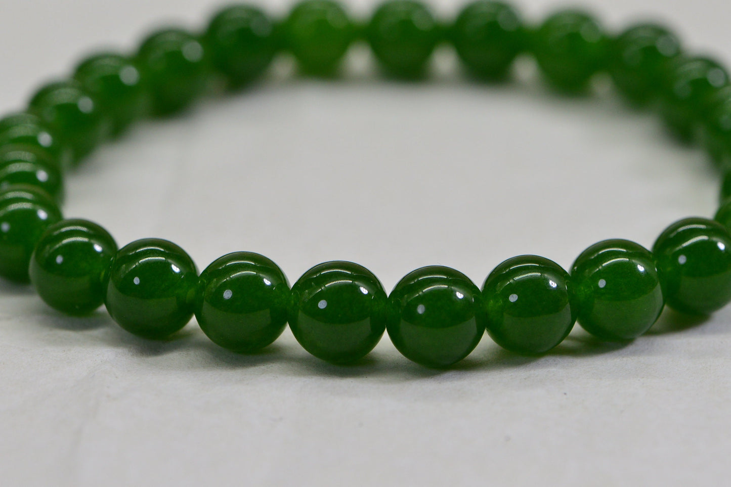 Green Jade Beaded Bracelet 8 mm Gemstone Bracelet