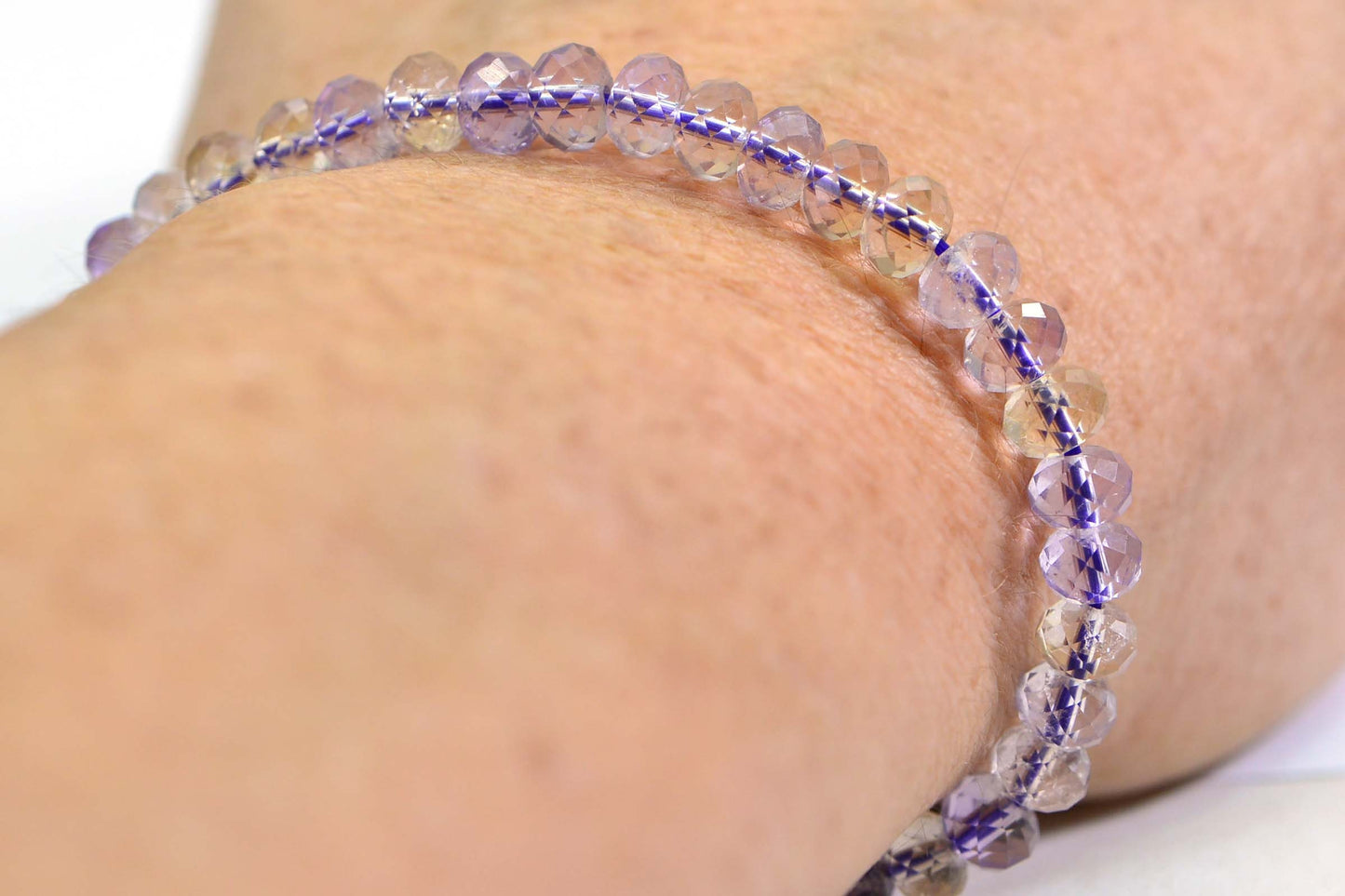 Genuine Ametrine Bracelet Healing Crystal Chakra Bracelet Stretch Adjustable