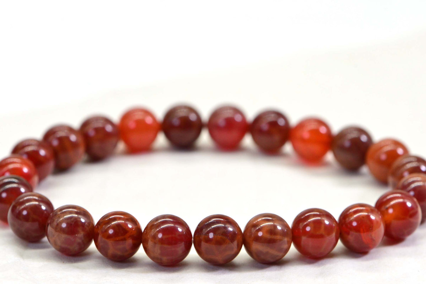 Red Agate & Carnelian Beaded Gemstone Bracelet