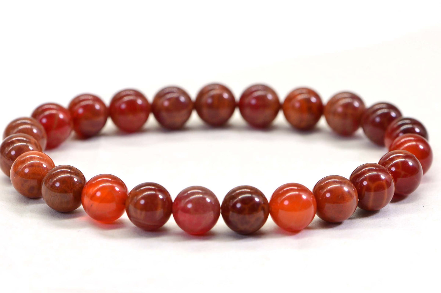 Red Agate & Carnelian Beaded Gemstone Bracelet