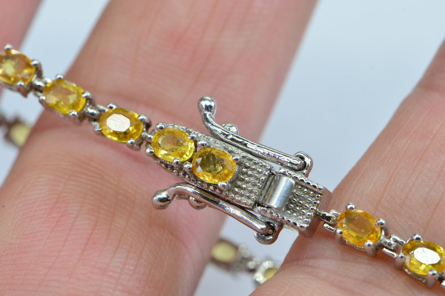 Citrine Tennis Bracelet, Sterling Silver, November Birthstone Jewelry
