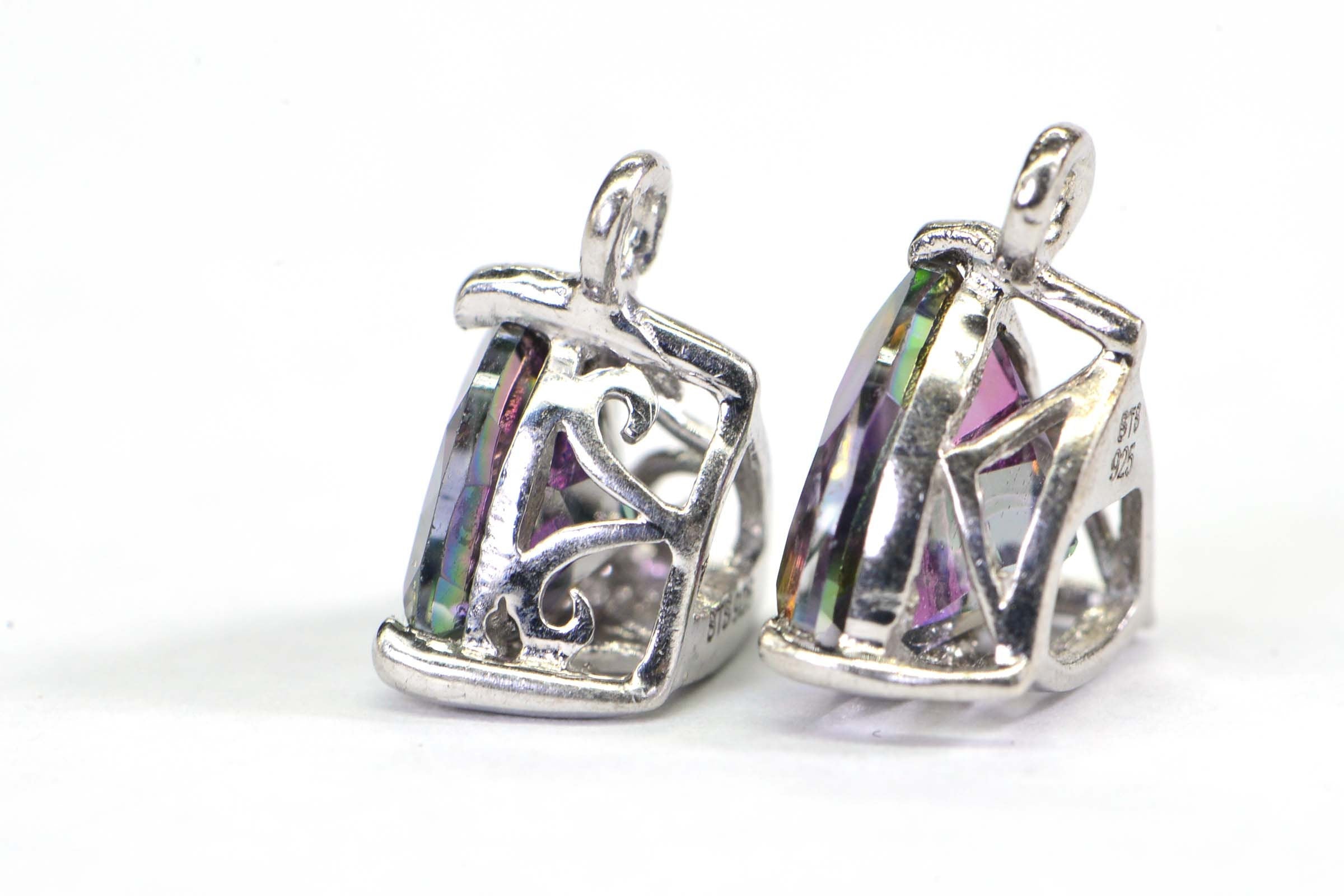 Mystic Topaz Trillion Charm: Sterling Silver Pendant Component