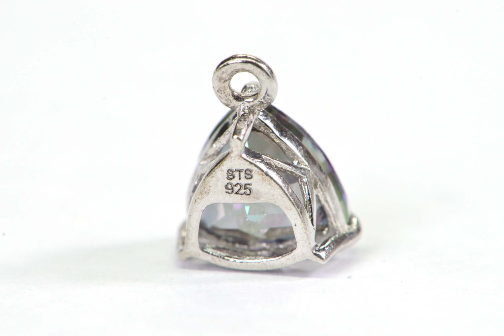 Mystic Topaz Trillion Charm: Sterling Silver Pendant Component