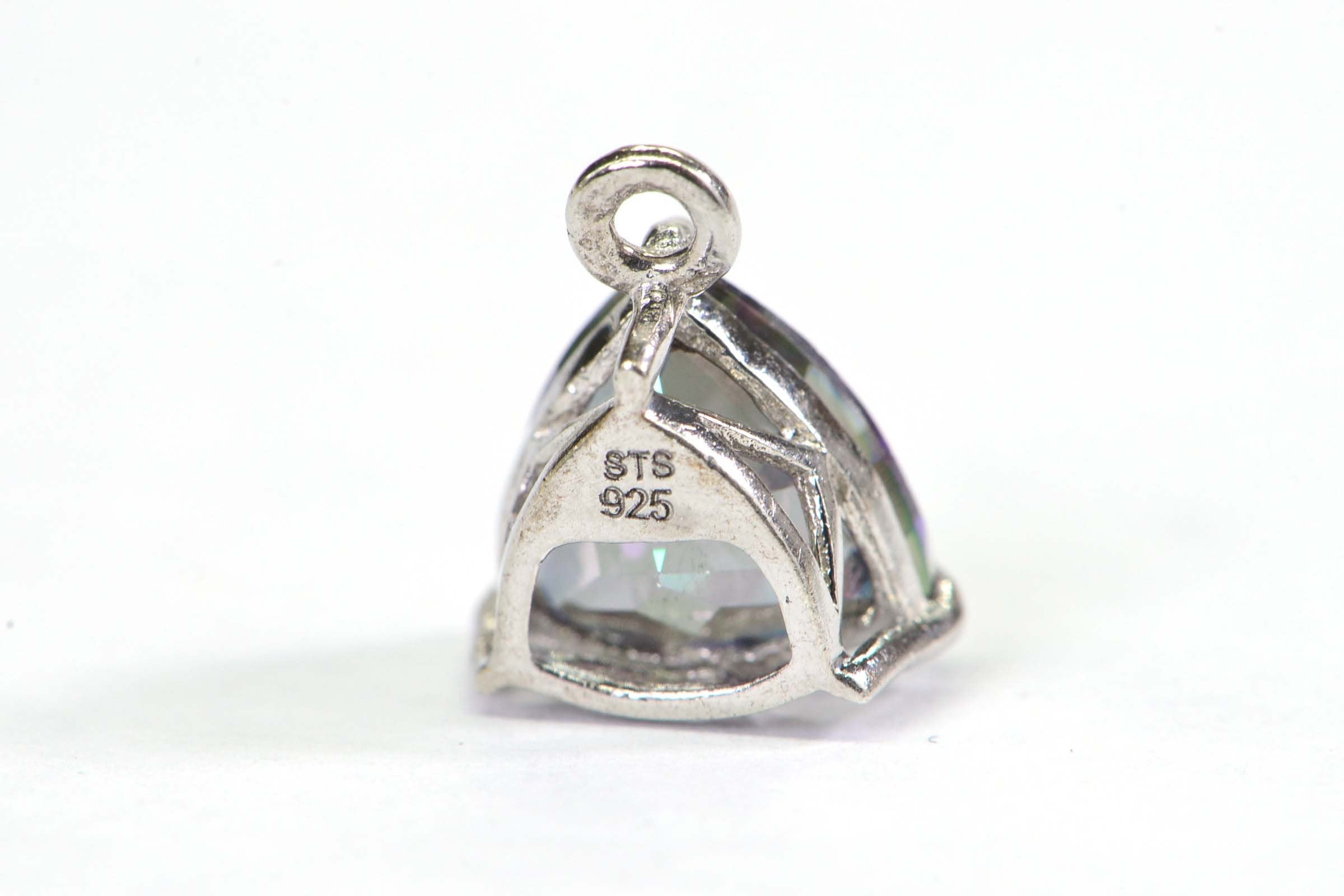 Mystic Topaz Trillion Charm: Sterling Silver Pendant Component
