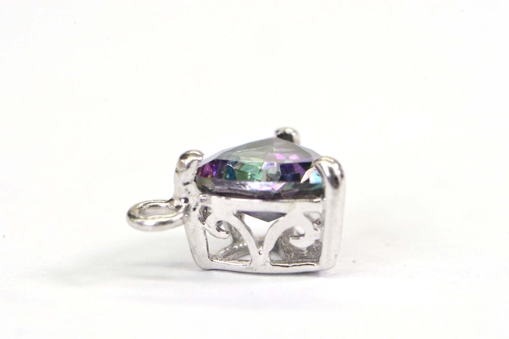Mystic Topaz Trillion Charm: Sterling Silver Pendant Component