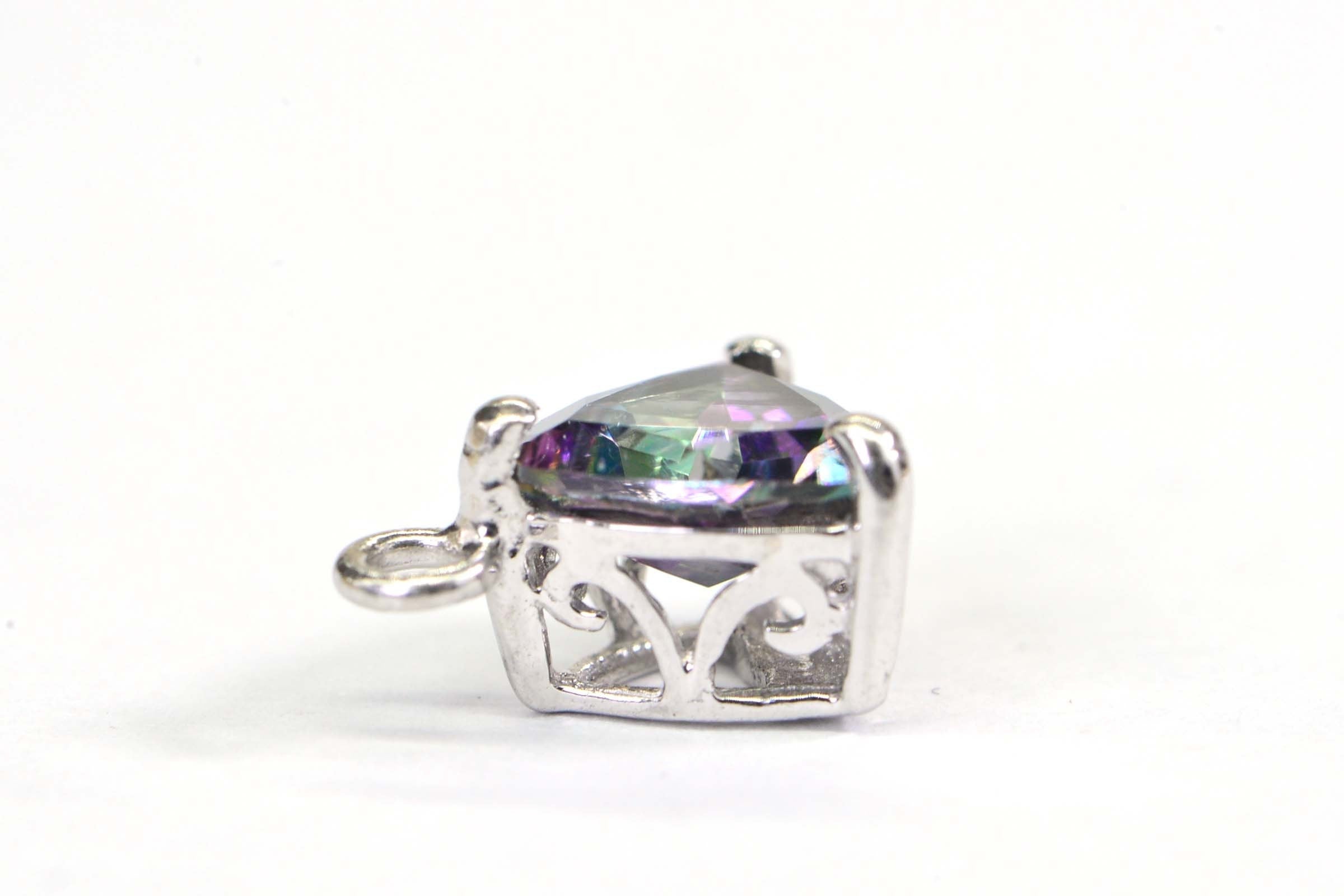 Mystic Topaz Trillion Charm: Sterling Silver Pendant Component