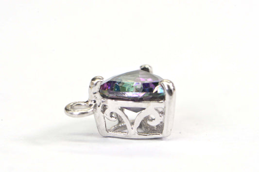Mystic Topaz Trillion Charm: Sterling Silver Pendant Component