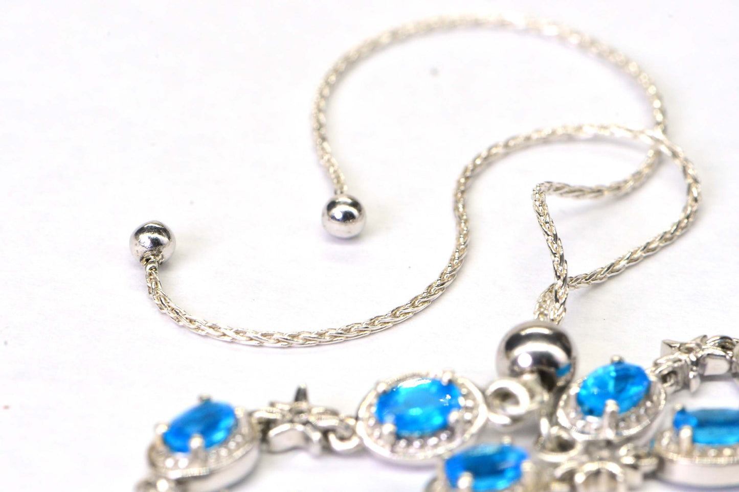 Neon Blue Apatite Bracelet: Sterling Silver Adjustable Bolo Chain