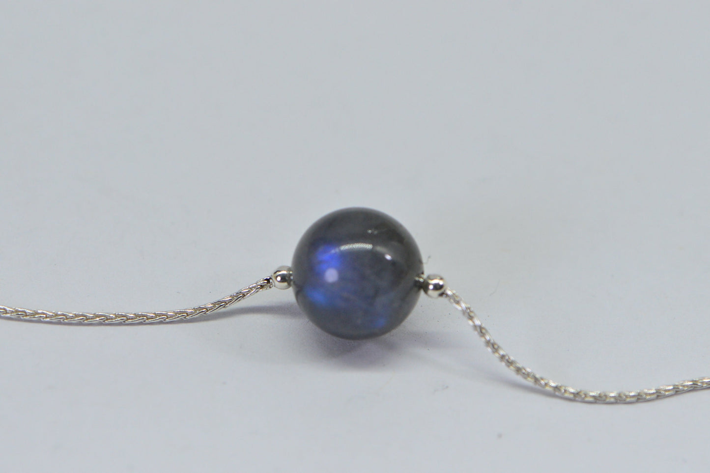 Labradorite Single Bead on Chain Sterling silver Choker Necklace