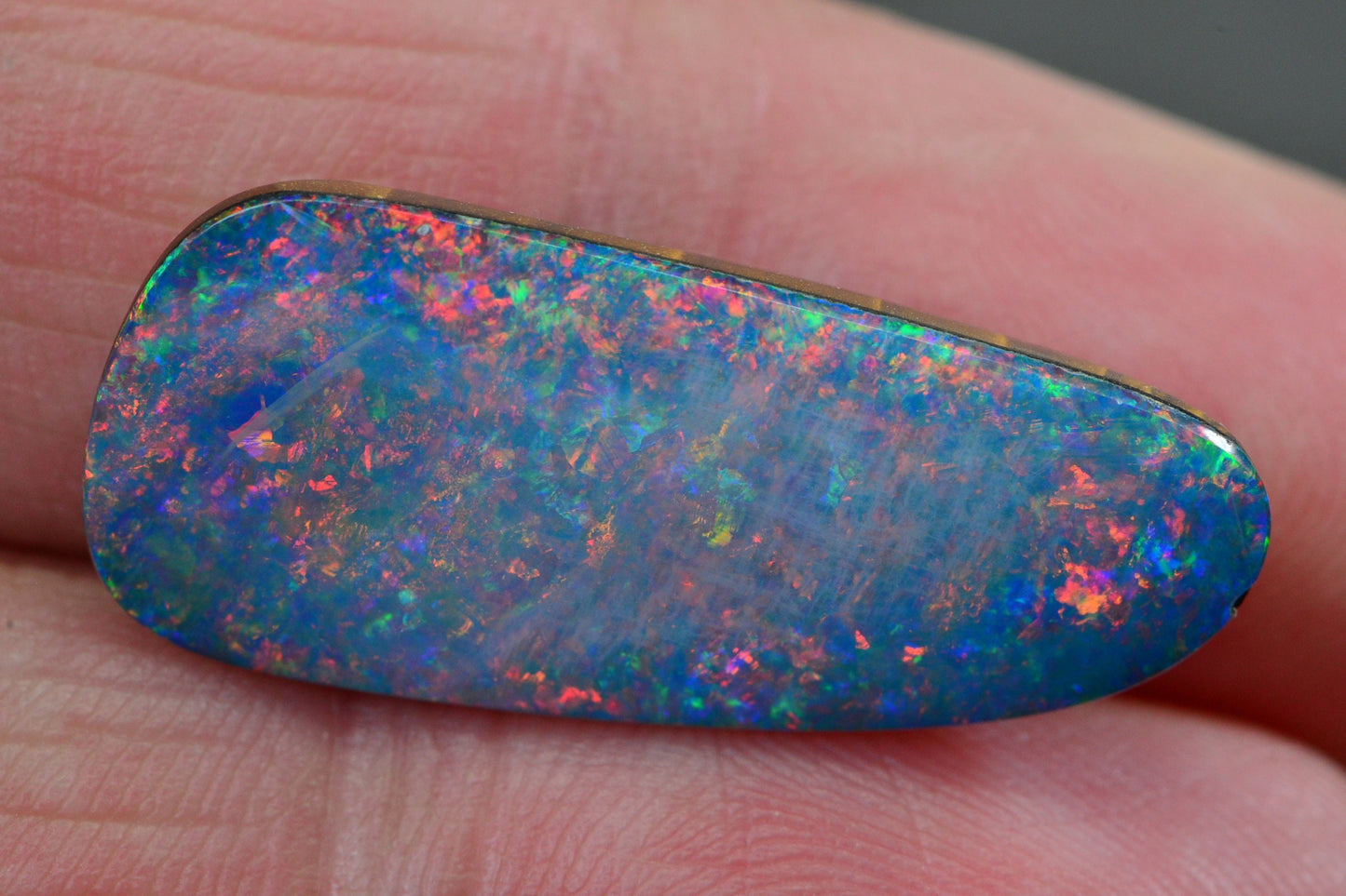 10.4 CTS  Australian Black Opal  Freeform Cabochon Metalic Rainbow Boulder Opal