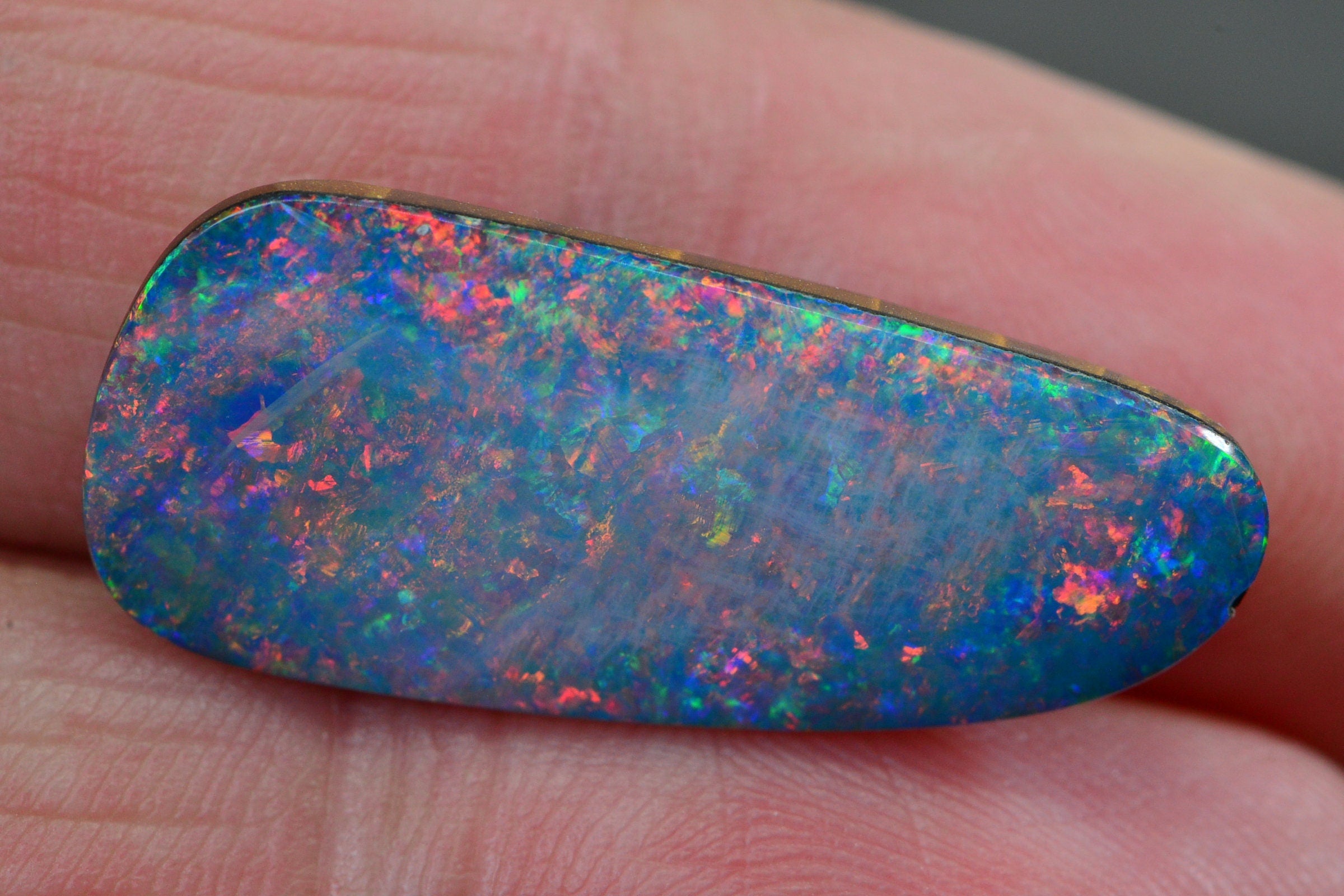 10.4 CTS  Australian Black Opal  Freeform Cabochon Metalic Rainbow Boulder Opal