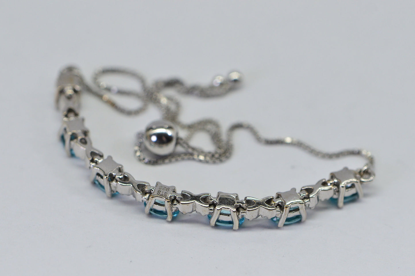 Apatite Bolo Bracelet: Natural Aqua Blue Gemstone, Sterling Silver