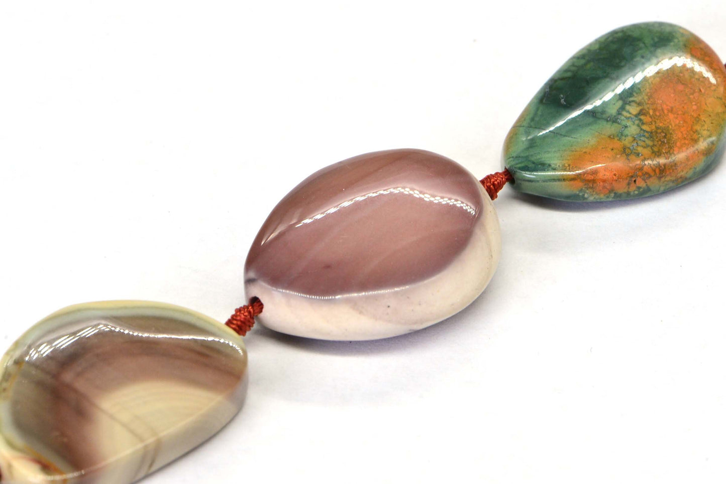 Imperial Jasper Cabochon Drilled Hole Free form Triangle Lot 3 Stone