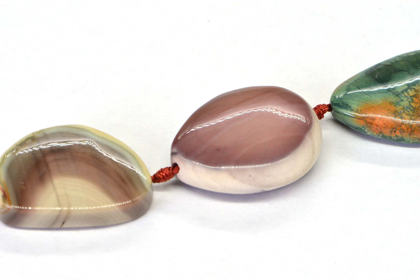 Imperial Jasper Cabochon Drilled Hole Free form Triangle Lot 3 Stone