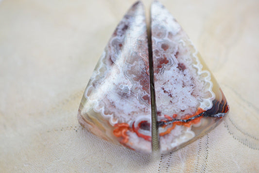 Crazy Lace Agate Cabochons: Matched Pair, Undrilled Gemstone Jewelry Supplies