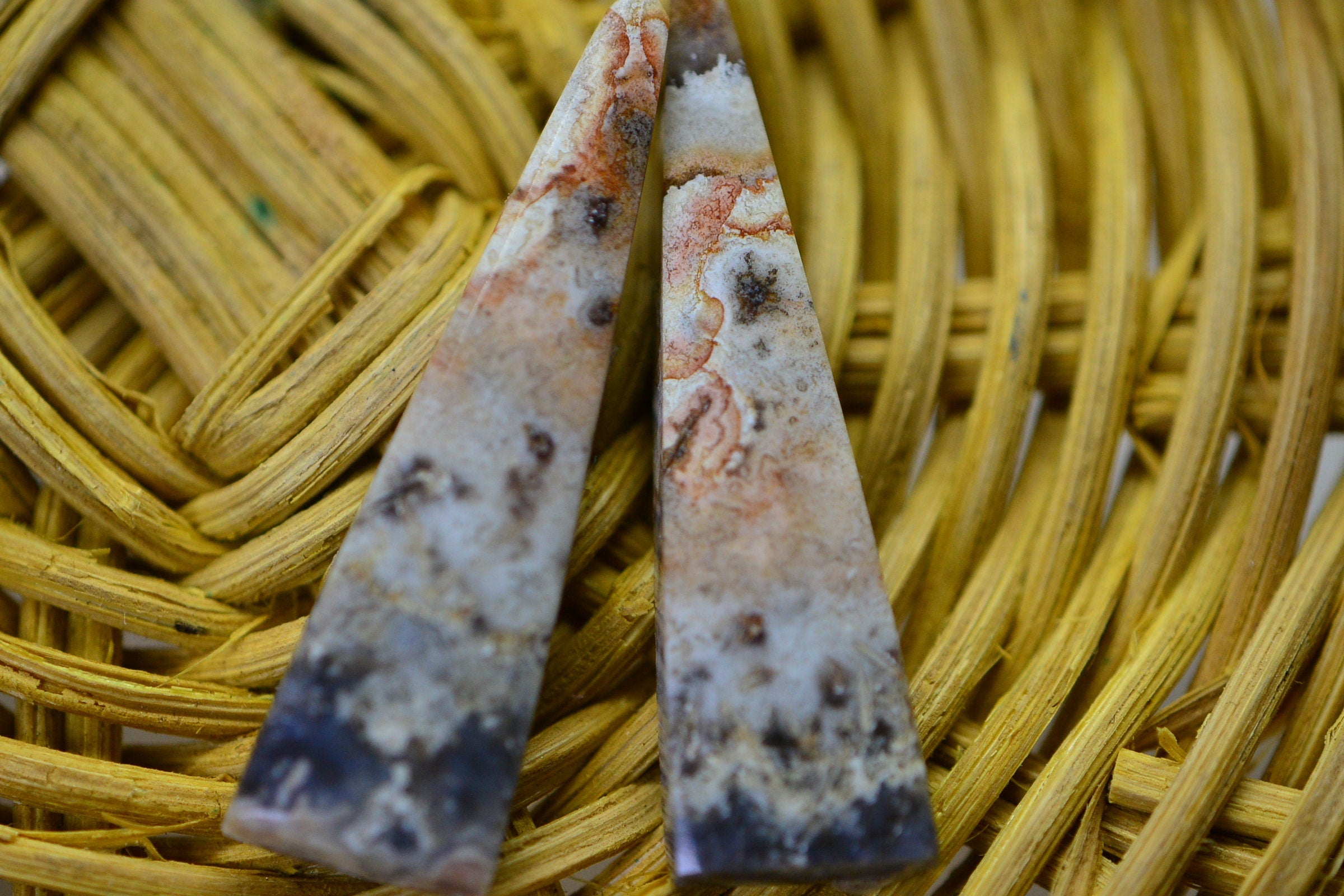 Crazy Lace Agate 2 Cabs Natural Gemstone Cabochon Undrilled Cabochons Long Teardrop Cabochon