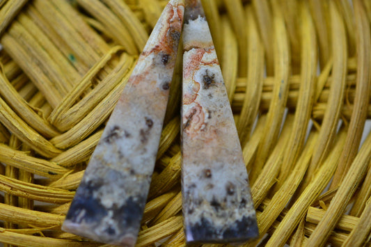 Crazy Lace Agate 2 Cabs Natural Gemstone Cabochon Undrilled Cabochons Long Teardrop Cabochon