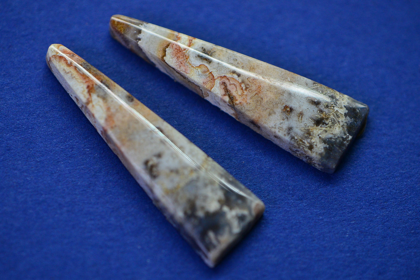 Crazy Lace Agate 2 Cabs Natural Gemstone Cabochon Undrilled Cabochons Long Teardrop Cabochon