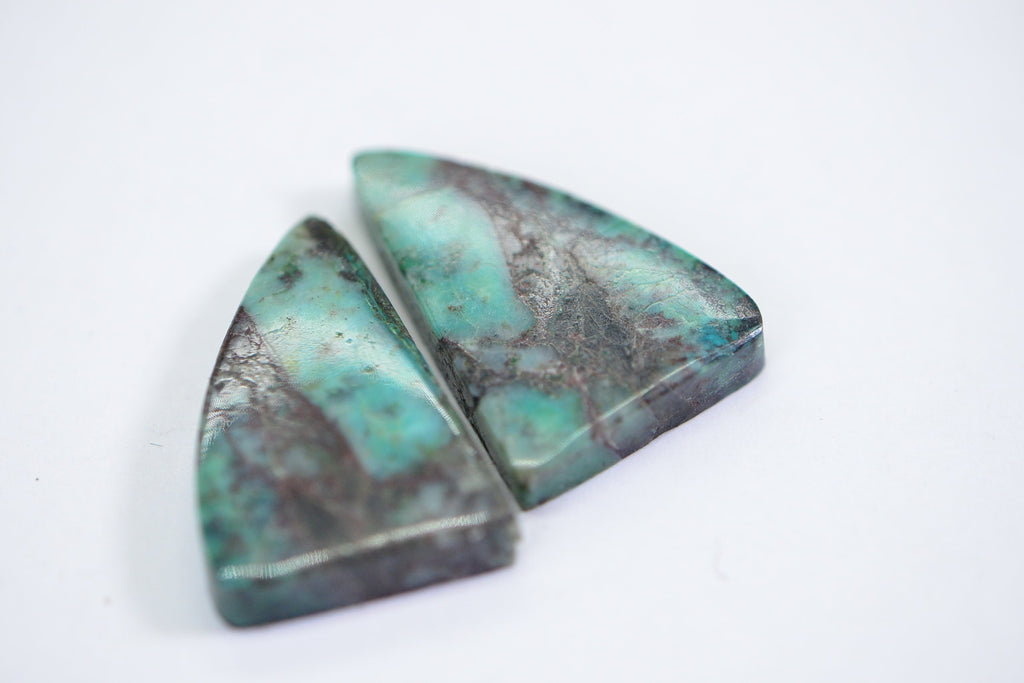 Chrysocolla Cabochons: Freeform Gemstone Pair, Blue-Green Jewelry Supplies