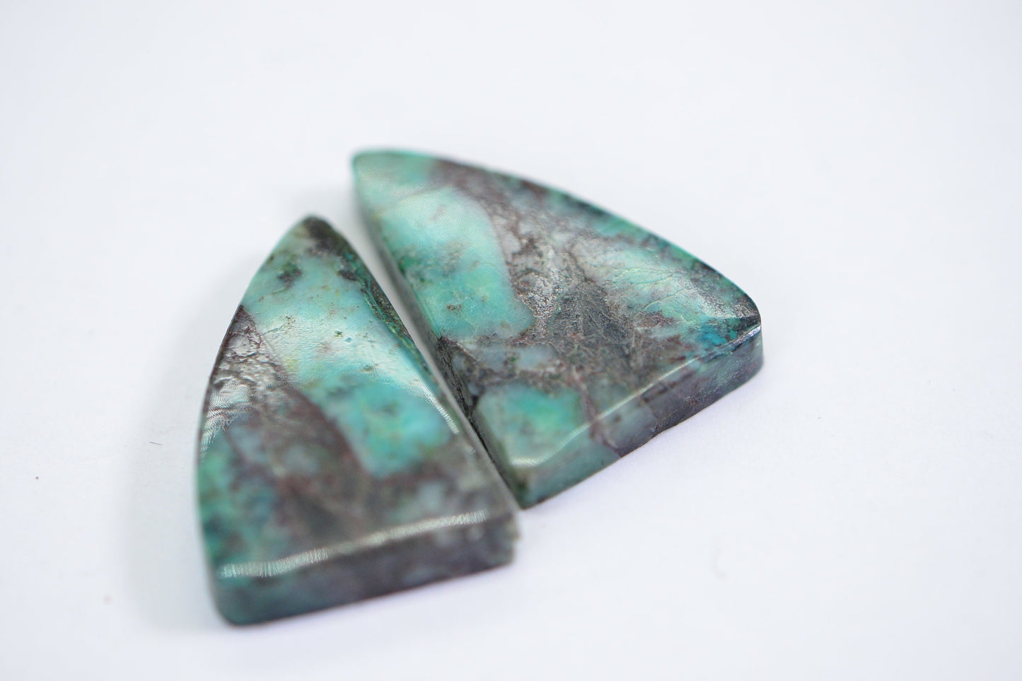 Chrysocolla Cabochons: Freeform Gemstone Pair, Blue-Green Jewelry Supplies