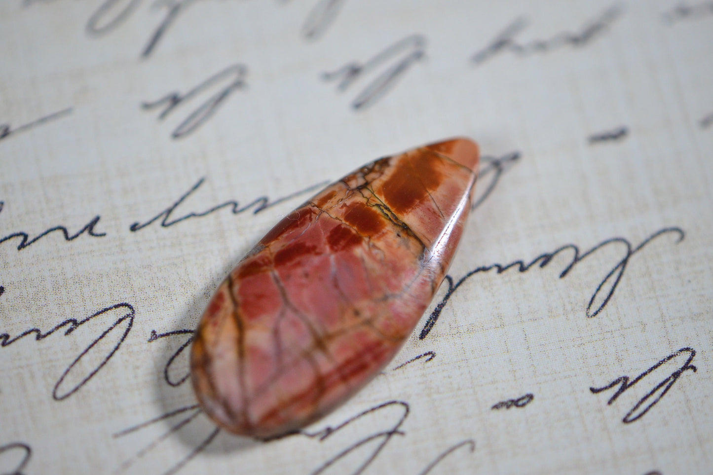 Cherry Creek Jasper Cabochon: Freeform Gemstone (27x11.8x4.3mm)