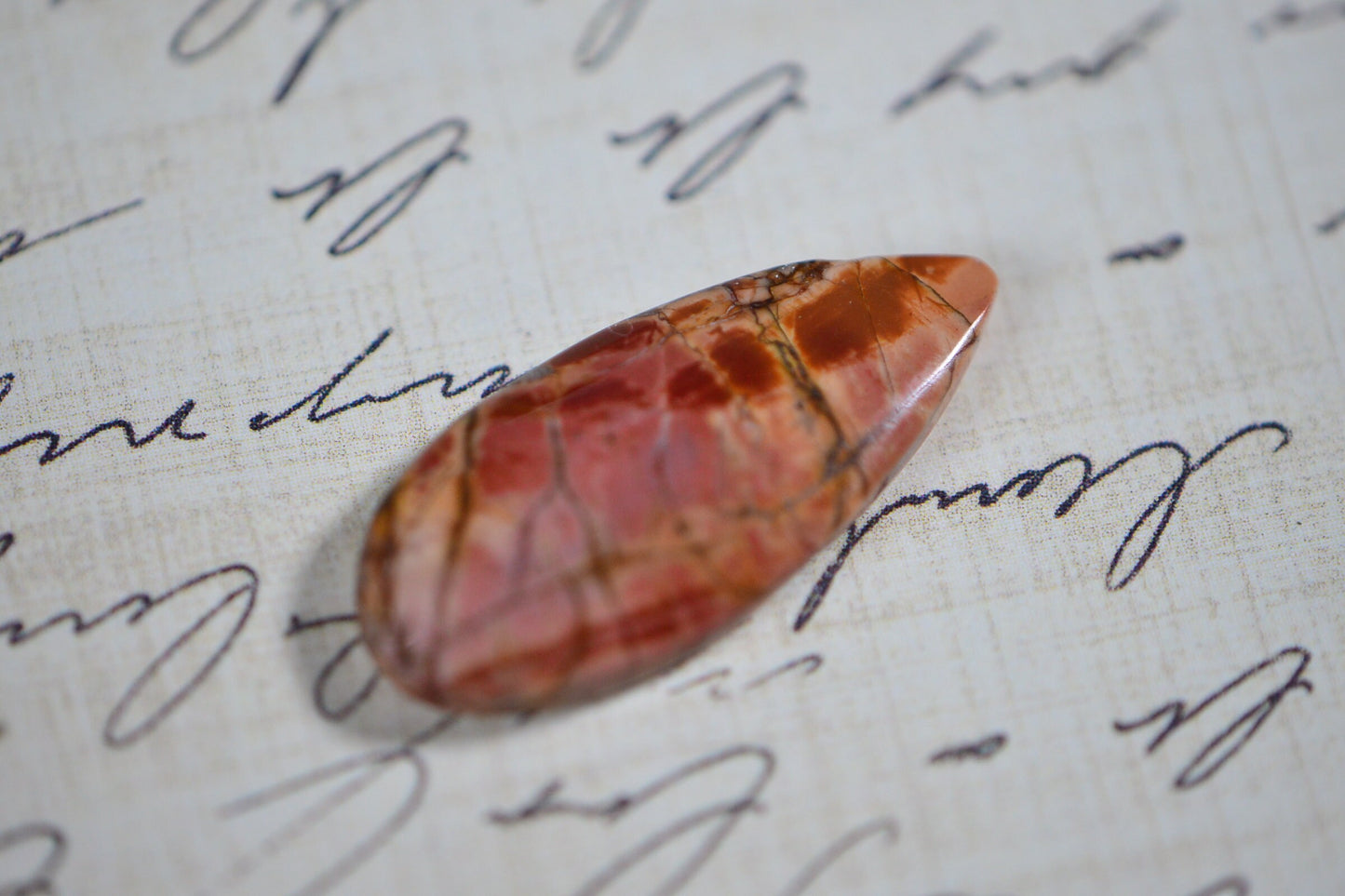 Cherry Creek Jasper Cabochon: Freeform Gemstone (27x11.8x4.3mm)