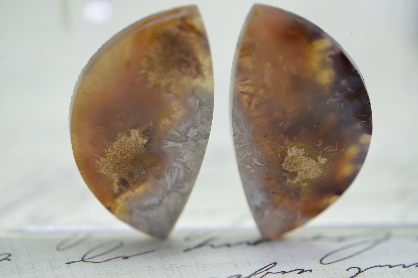 Crescent Cabochon Ocean Jasper matched pair Undrilled Cabochon