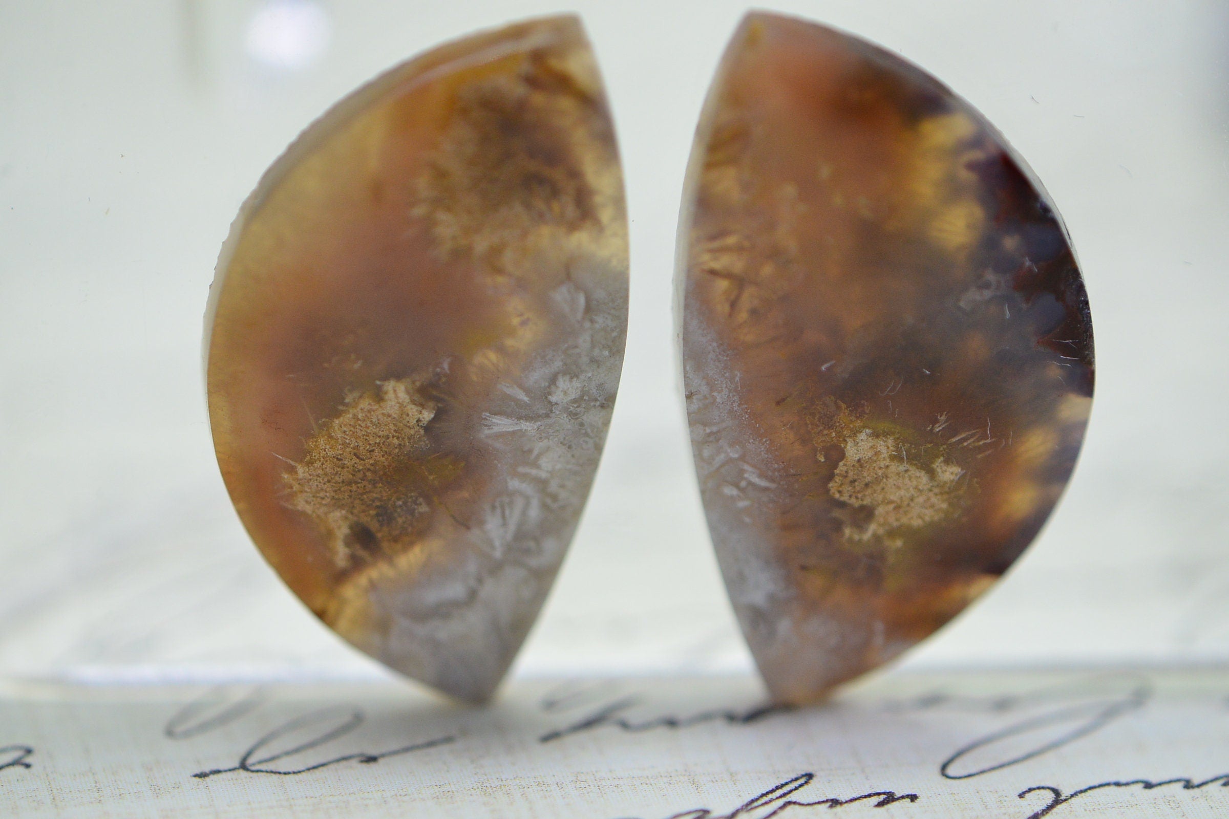 Crescent Cabochon Ocean Jasper matched pair Undrilled Cabochon