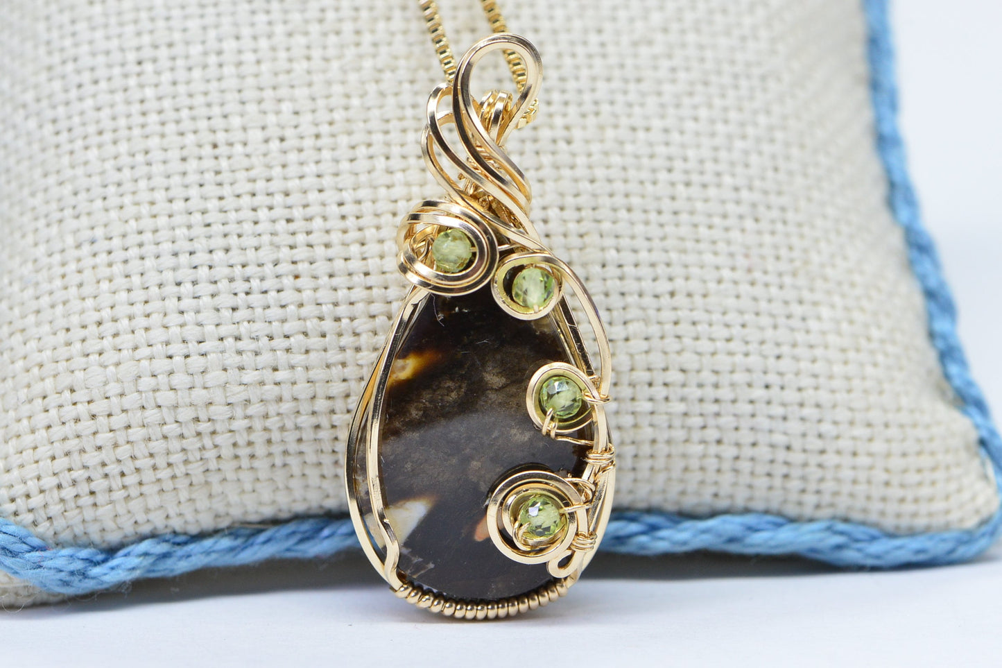 Malidano Jasper Wire Wrapped Pendant  14K Gold Filled Gemstone Birthday Gift For Her