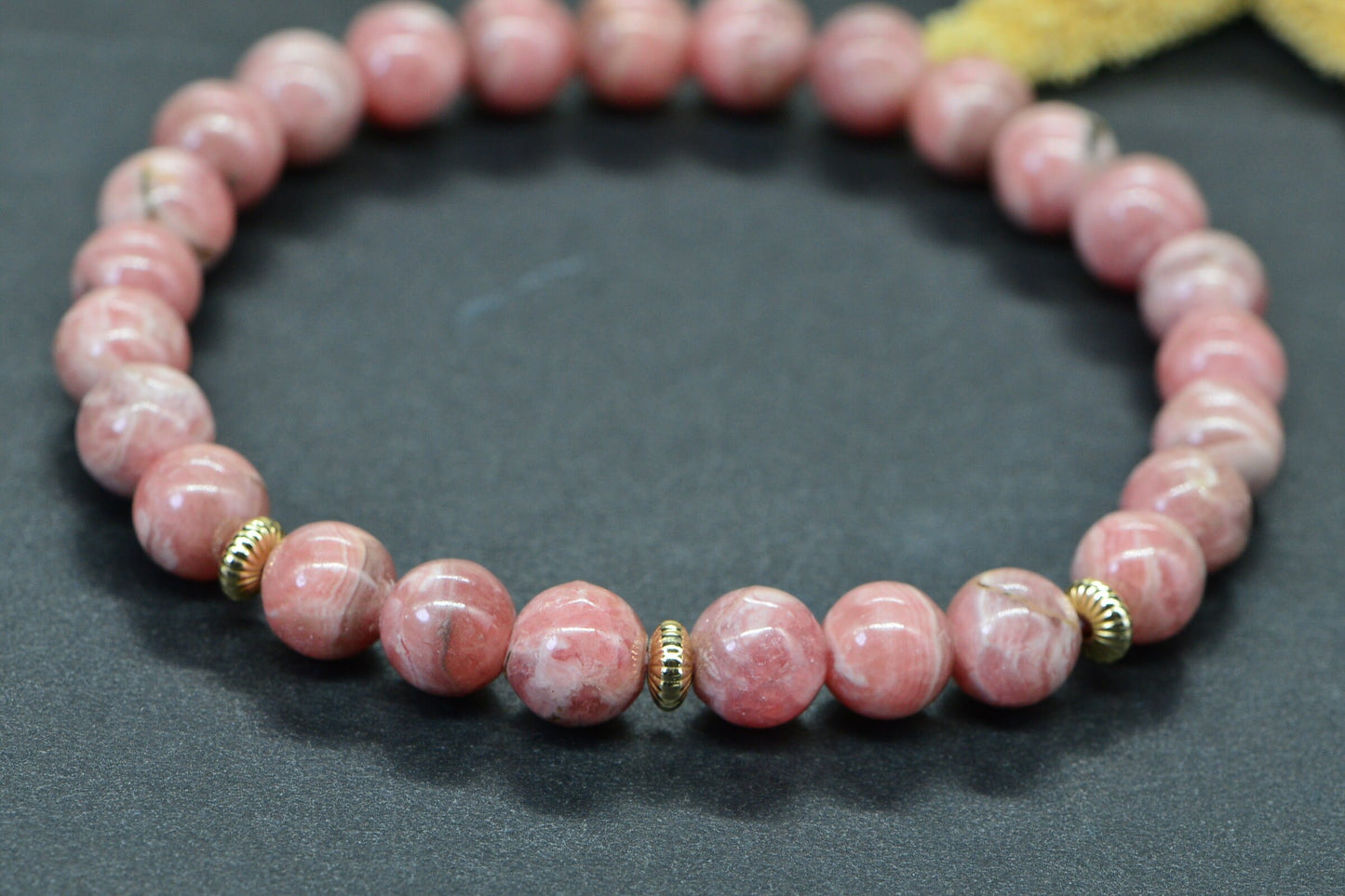 AAA Rhodochrosite Bracelet: 14K Gold Filled, Pink Gemstone Healing Crystal