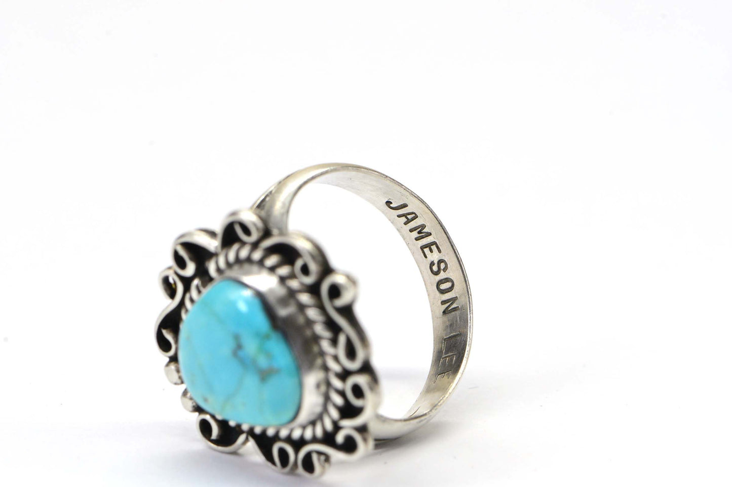 Vintage Native American Turquoise Sleeping Beauty Ring Sterling Silver