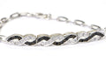 Black and White  Diamond Infinity Knot Chain Sterling Silver Bracelet