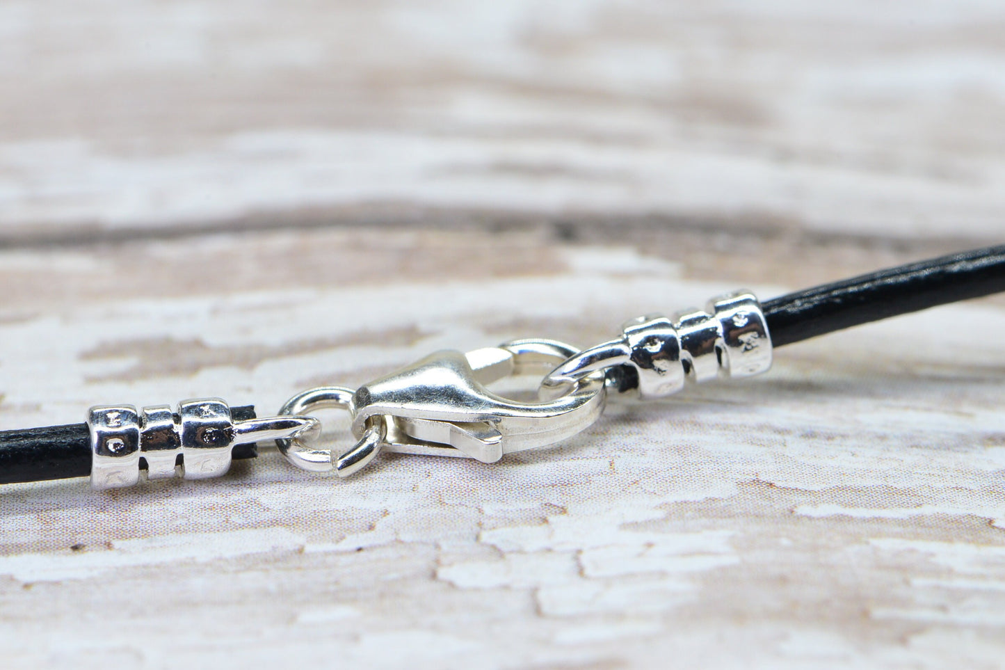 Turquoise Pendant Necklace, Sterling Silver Clasp, Black Leather Cord