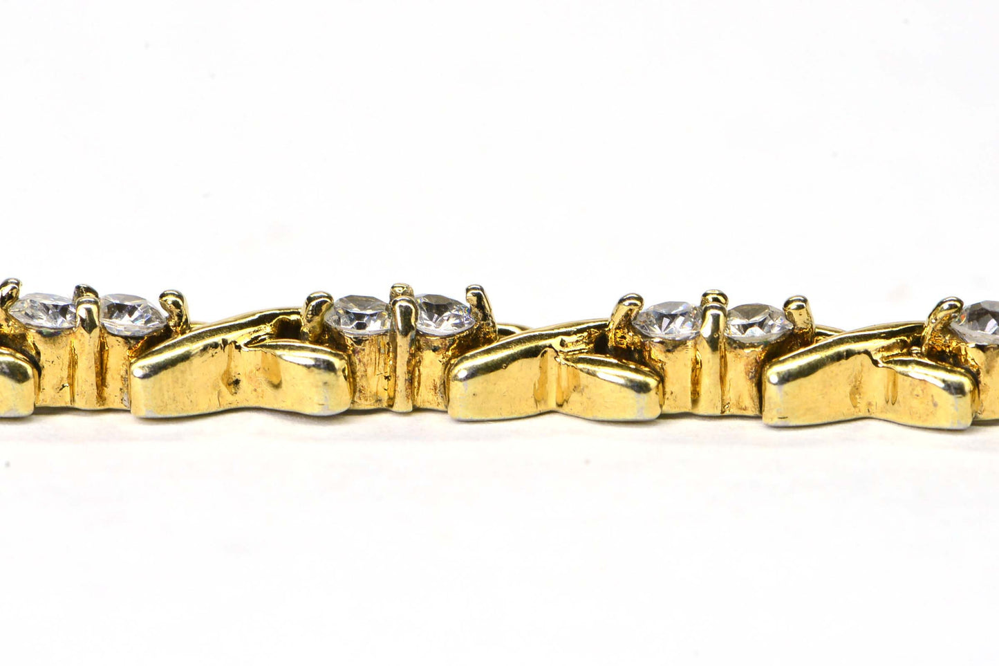 Vermeil Gold Tennis Bracelet: Double Stone Chain Link, Vintage Estate Jewelry