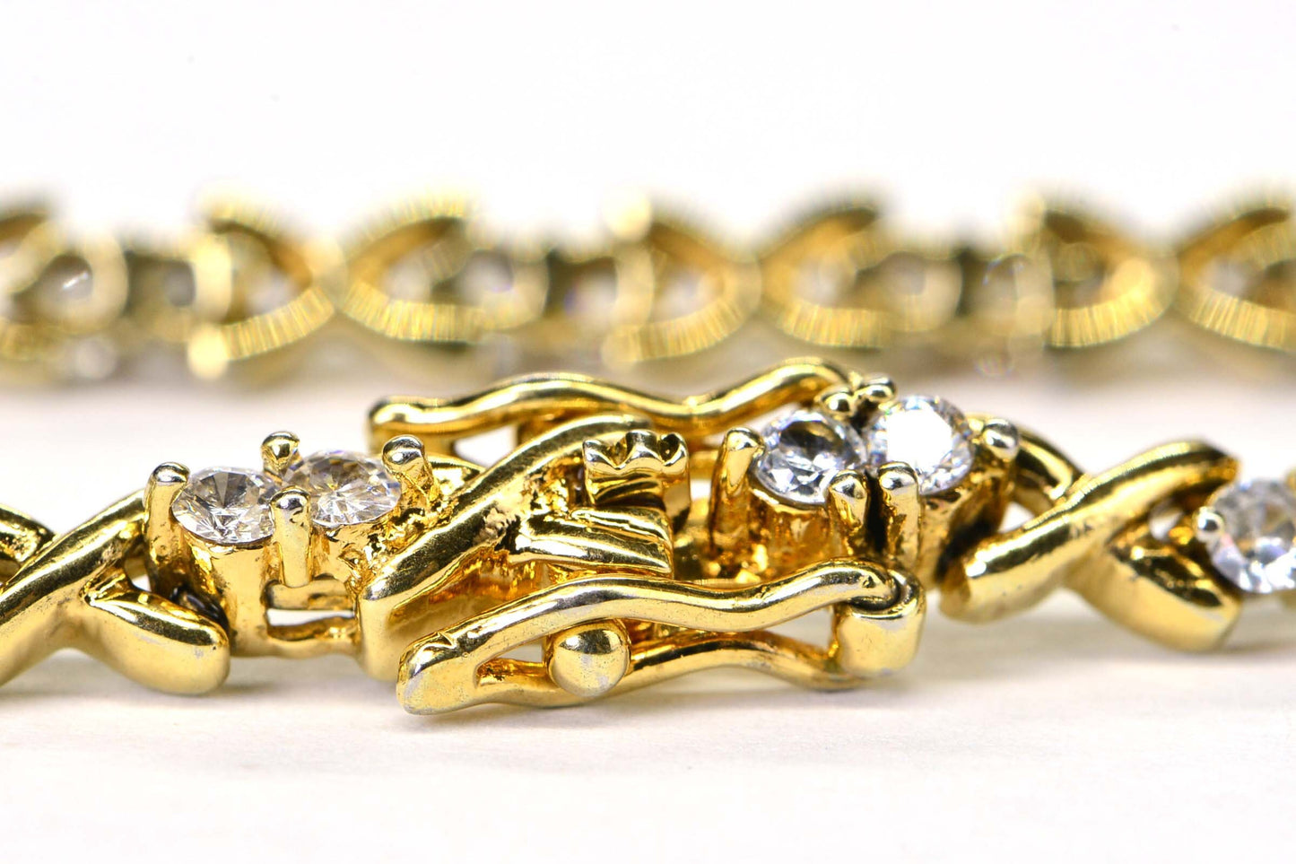 Vermeil Gold Tennis Bracelet: Double Stone Chain Link, Vintage Estate Jewelry