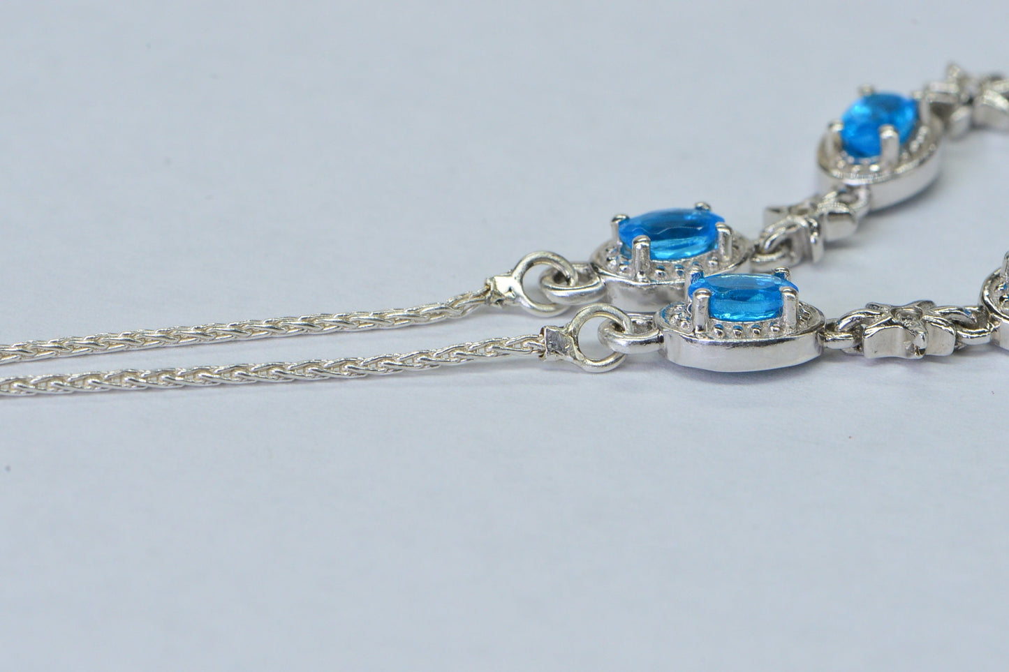 Neon Blue Apatite Bracelet: Sterling Silver Adjustable Bolo Chain