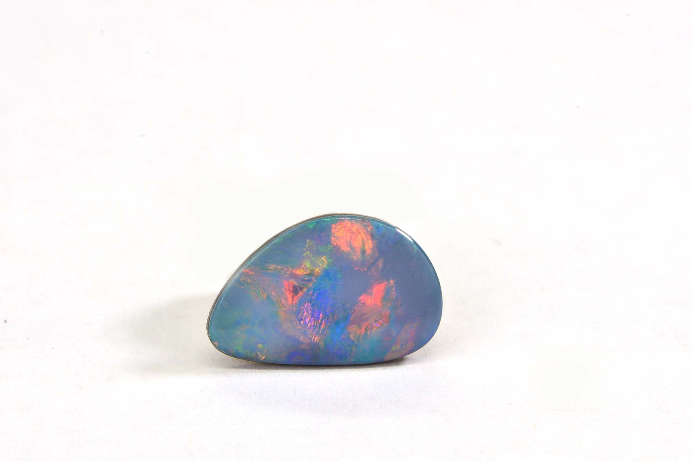 2.97Cts Black Opal Cabochon: Freeform Australian Gemstone Doublet