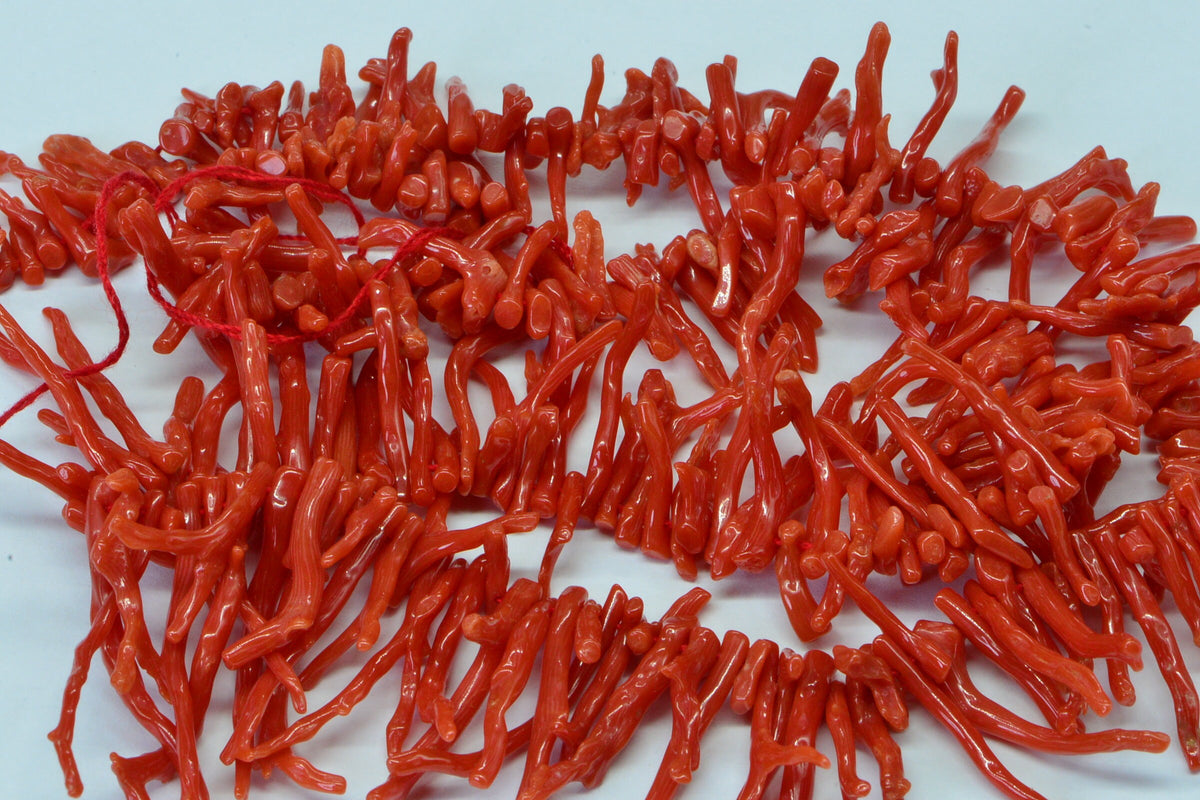 Genuine Red Coral Branch Necklace: Mediterranean Sea Coral, 20 Inch