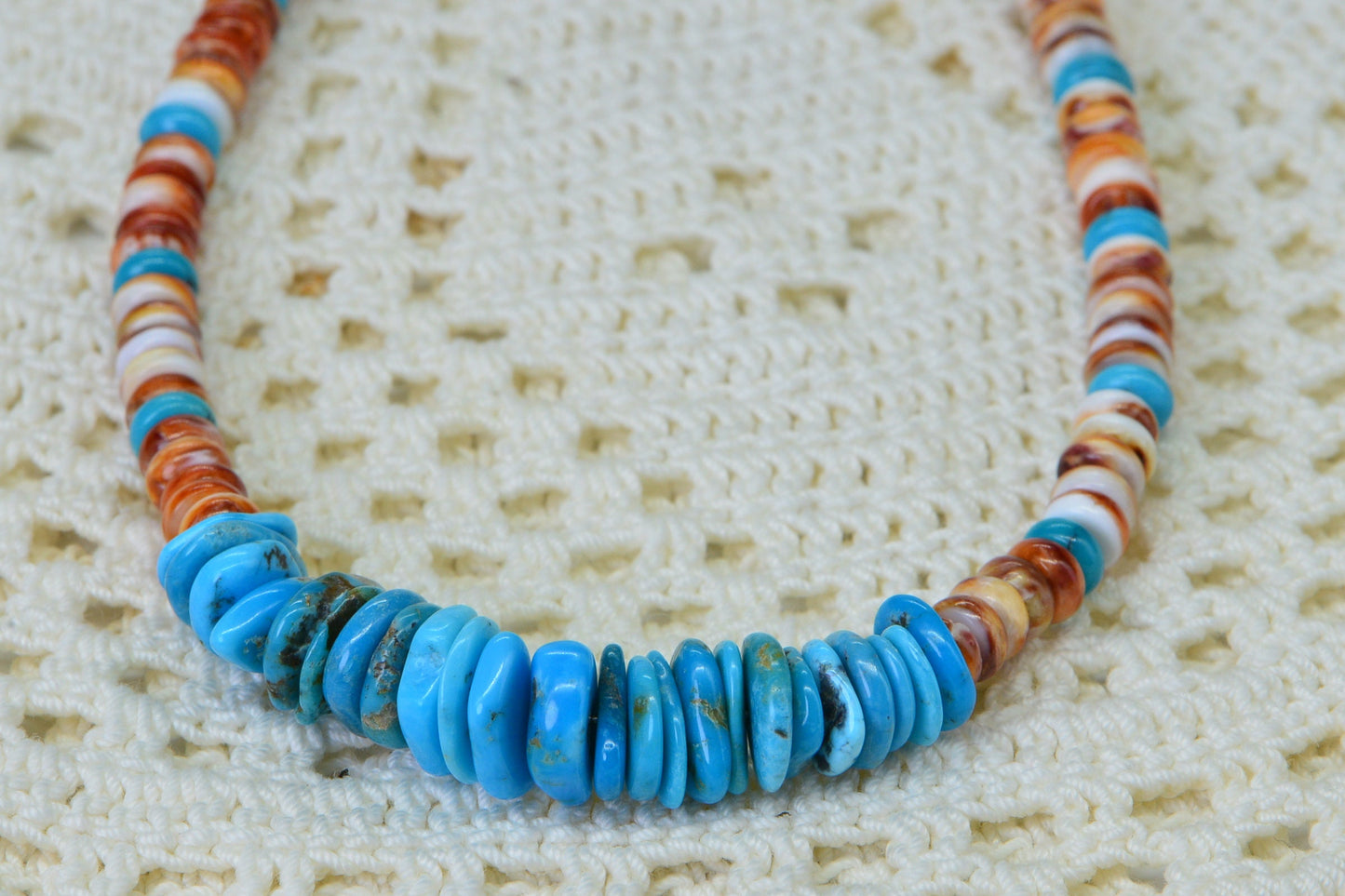 Spiny Oyster Shell Turquoise Sleeping Beauty Necklace Choker Sterling Silver Gemstone necklace