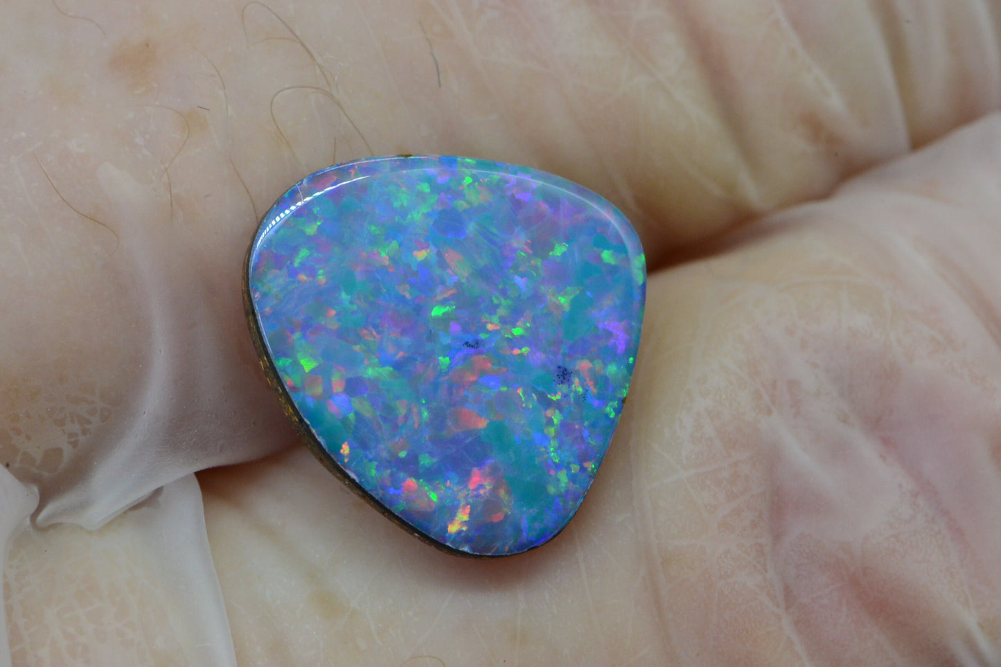 2.41CTS Australian Black Opal Freeform Cabochon Natural Gems Metallic Blue Rainbow